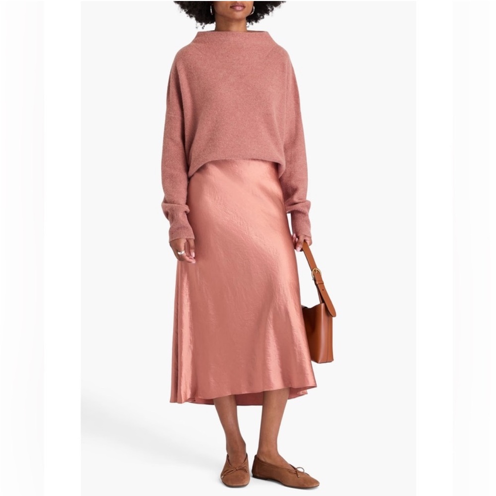 Vince Satin Maxi Skirt in Rose
